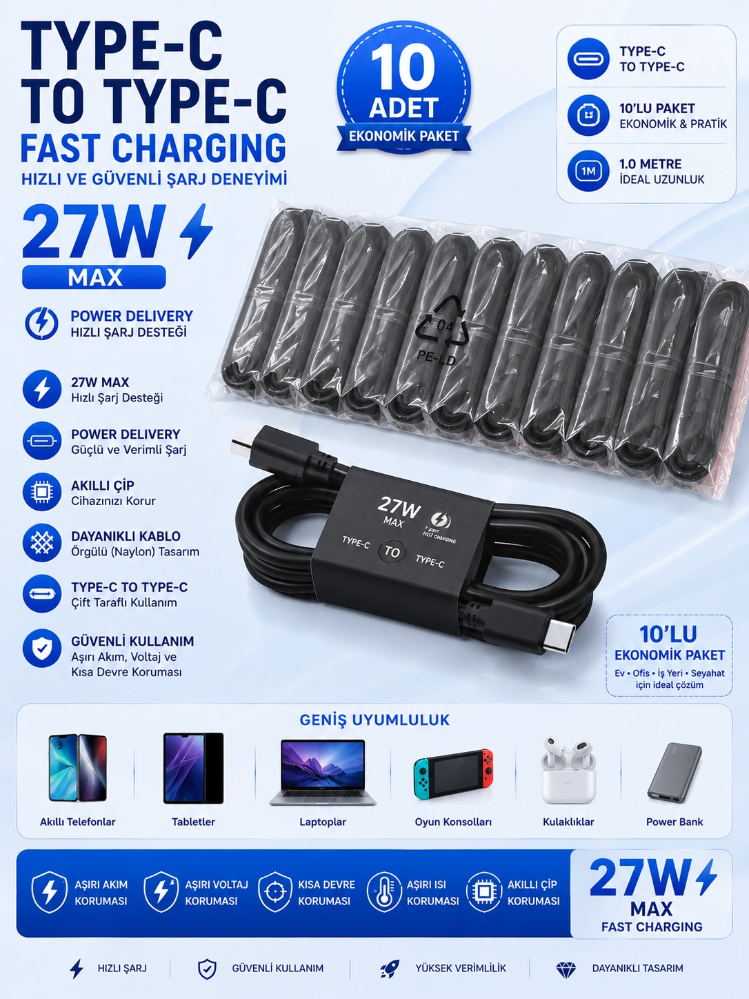 USB TYP-C KABLO 10 LU